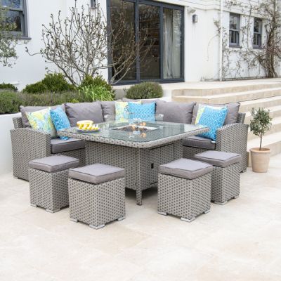 Willow Cappuccino Casual Dining Square Fire Pit Set