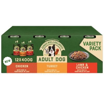 James Wellbeloved Adult Turkey, Lamb and Chicken in Loaf Can 12x400g