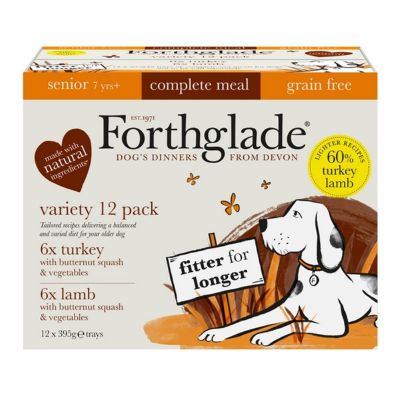 Forthglade Grain Free Turkey & Lamb with Vegetables Complete Senior Wet Dog Food Variety Pack 12x395g