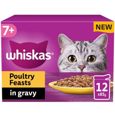 Whiskas 7+ Cat Pouches Poultry Feasts in Gravy 12x85g
