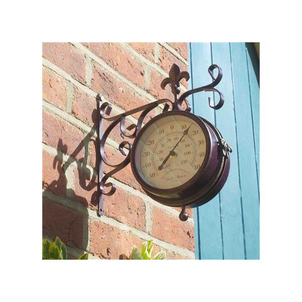 Station Clock & Thermometer Double Sided