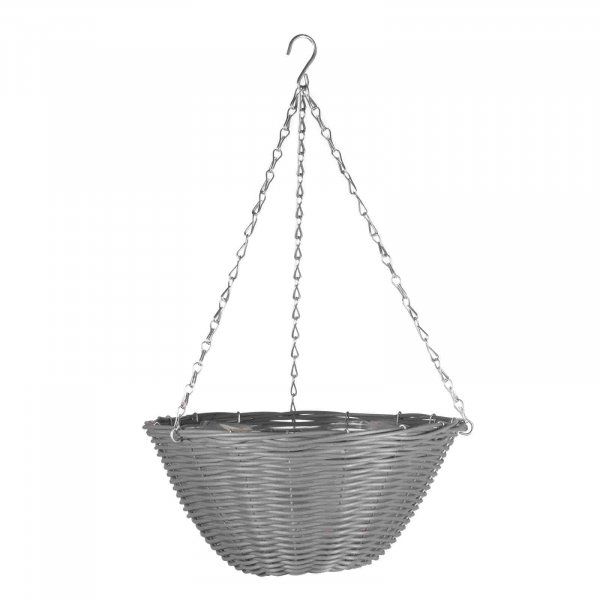 Smart Garden 14 inch Slate Faux Rattan Hanging Basket