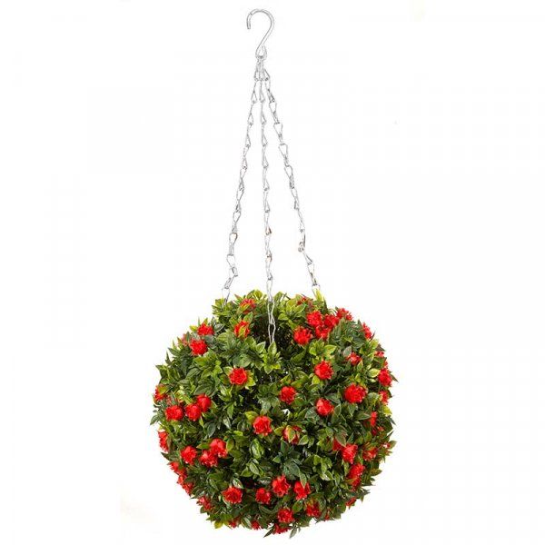 ENJOi 30cm Artificial Red Rose Topiary Ball