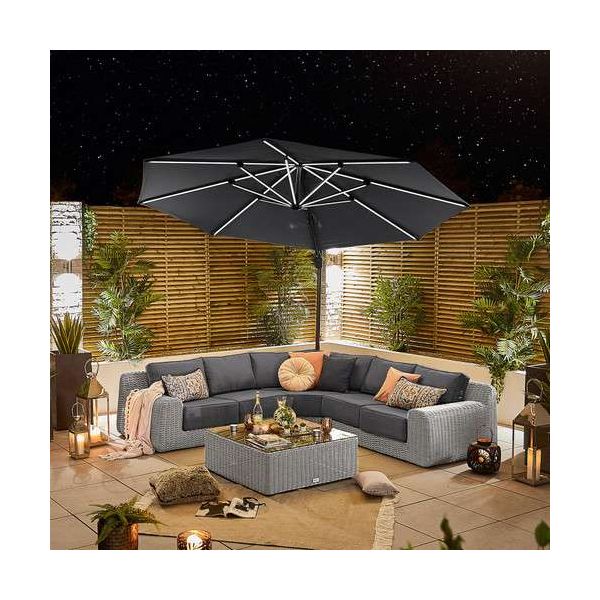 NOVA Galaxy 3.5m Round LED Cantilever Parasol with Lights (Base Included)