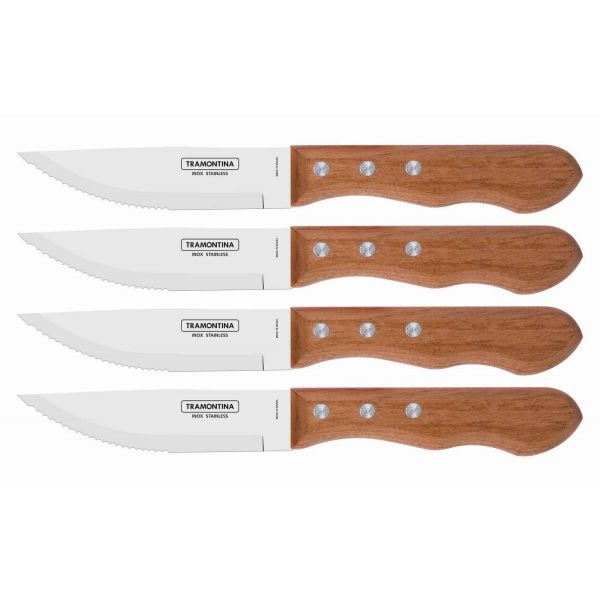 Tramontina Wooden Handle 4 Pcs Jumbo Steak Knife Set
