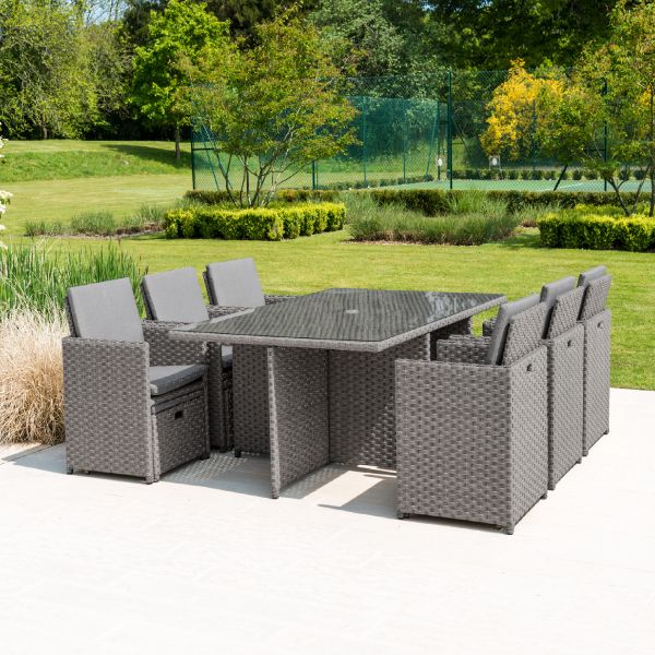 Willow Grey 6 Seat Cube Set with Stools
