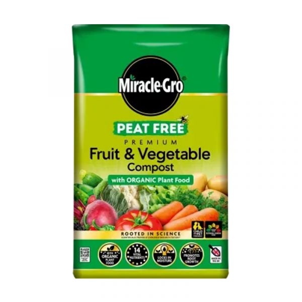 Miracle Gro Peat Free Premium Fruit & Vegetable Compost with Organic Plant Food 40L