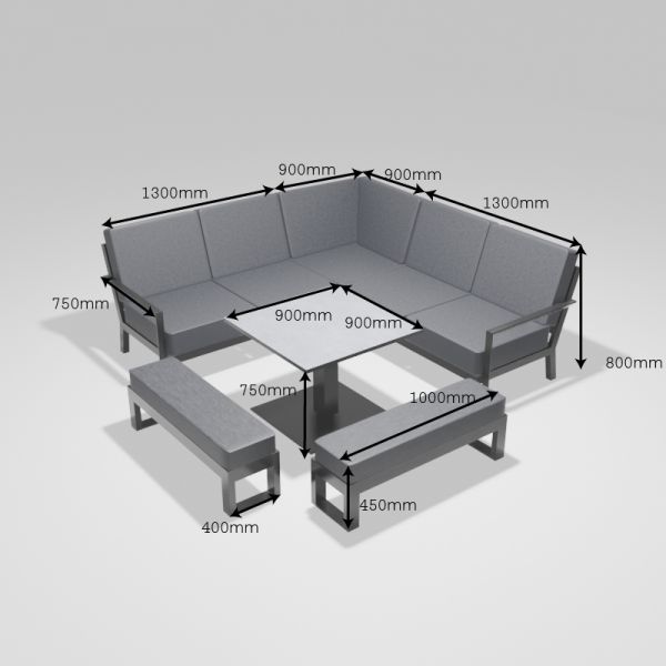 ENJOi Cinder Compact Corner Height Adjustable Table Set