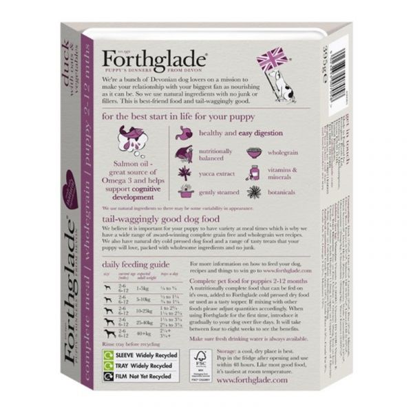 Forthglade Wholegrain Duck with Oats & Vegetables Complete Puppy Wet Dog Food 18x395g