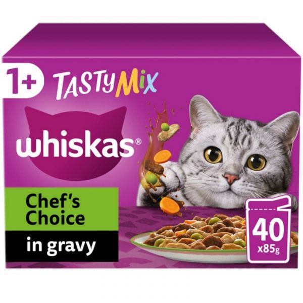 Whiskas 1+ Cat Pouches Tasty Mix Chef Choice in Gravy 40x85g