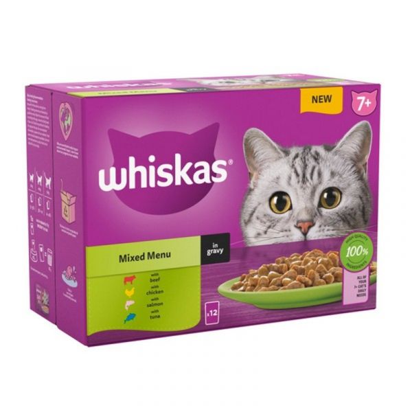 Whiskas 7+ Cat Pouches Mixed Menu in Gray 12x85g