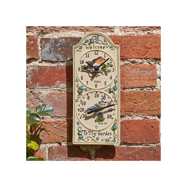 Birdberry Wall Clock & Thermometer